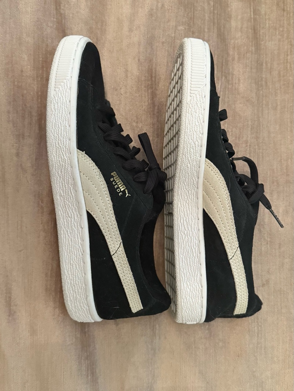 Puma Black Suede Sneakers with Cream Formstripe